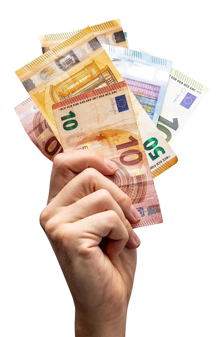 Hand hält einen Bündel Geldscheine